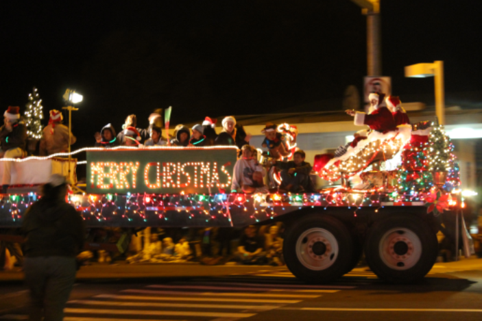 Santa at the lighted holiday parade