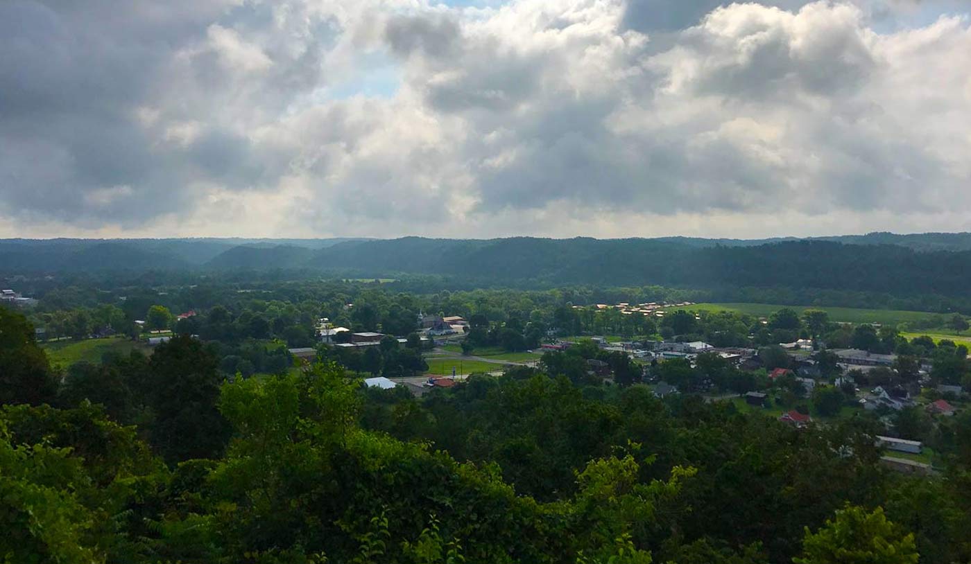 Aerial view of a town in Cumberland County, KY