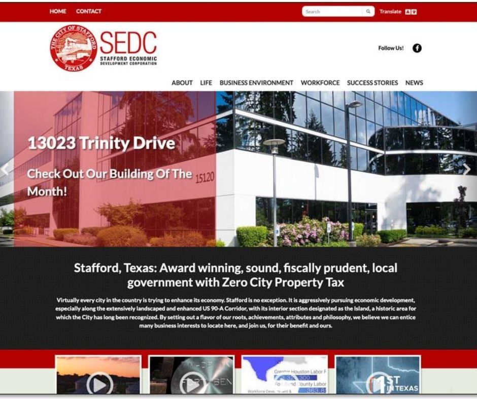 Stafford Economic Development Corporation Launches Newly Designed Website Main Photo