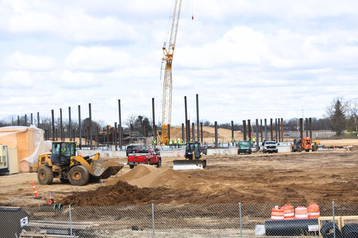 Miron Construction of Neenah continues work on the Ho-Chunk Casino at 777 Willowbrook Road. Next week, Miron will begin work on the massive 565,000-square-foot parking garage. Alex Gary/Beloit Daily News