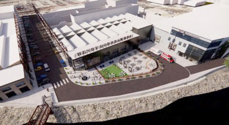 This artist’s rendering shows an aerial view of the proposed Henry Dorrbaker’s entertainment venue which is planned to be located on the Ironworks campus in downtown Beloit.  Artist's rendering provided