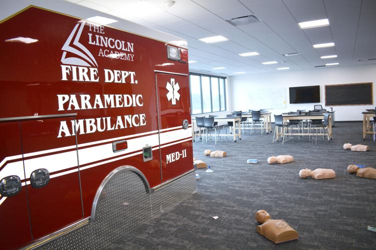The Lincoln Academy recently was able to expand its medical sciences lab, which is equiped with a full-sized ambulance. The charter school in Beloit recently completed a two-story addition.  Clint Wolf/Beloit Daily News