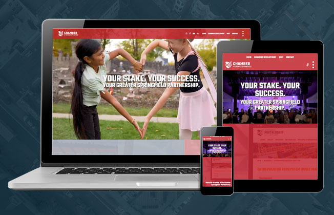 Greater Springfield (OH) Partnership website homepage shown on multiple screen sizes