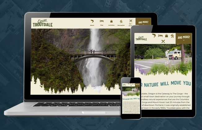 Explore Troutdale (OR) website homepage on multiple screen sizes