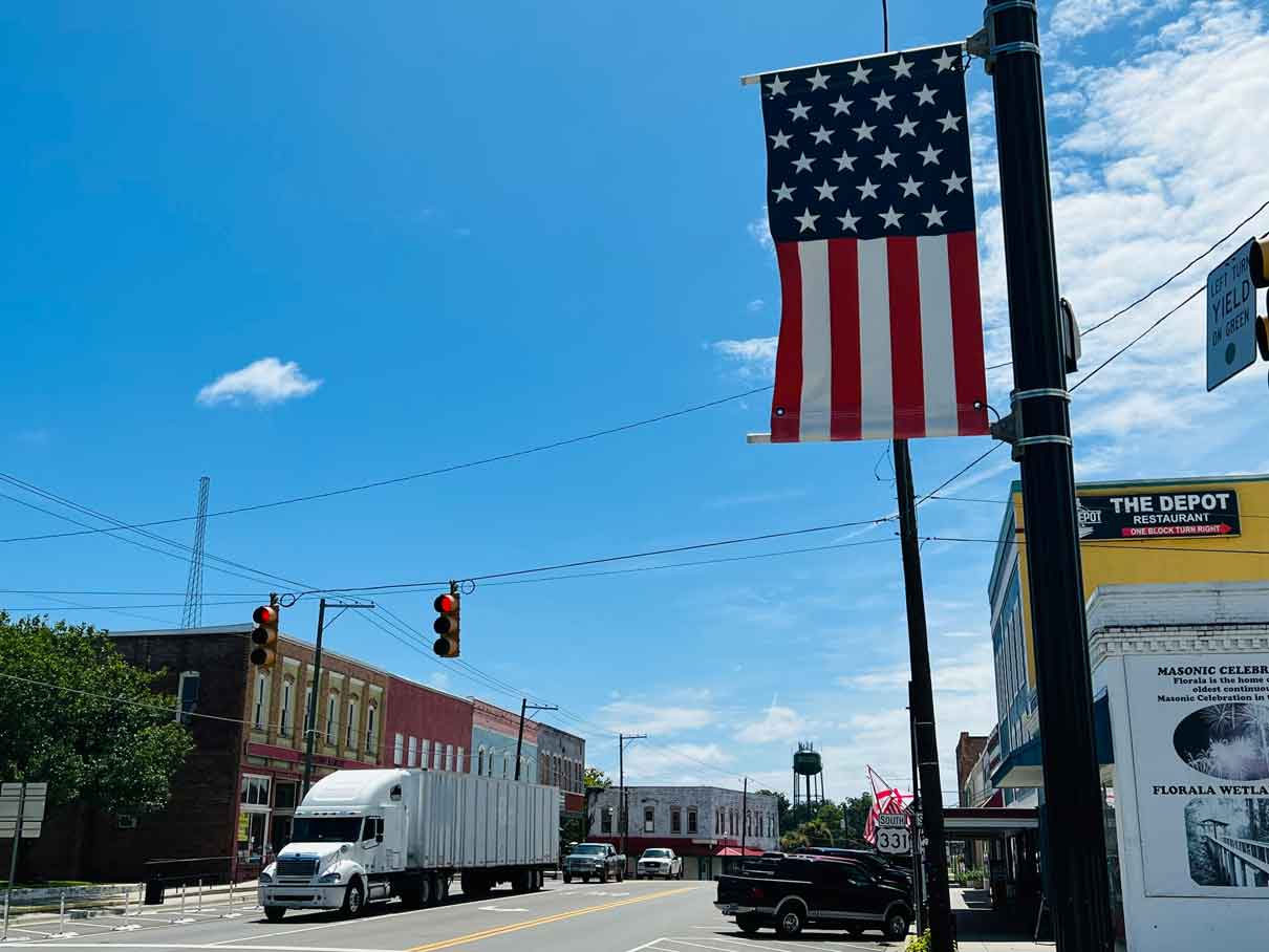 Busy downtown in Covington County, Alabama