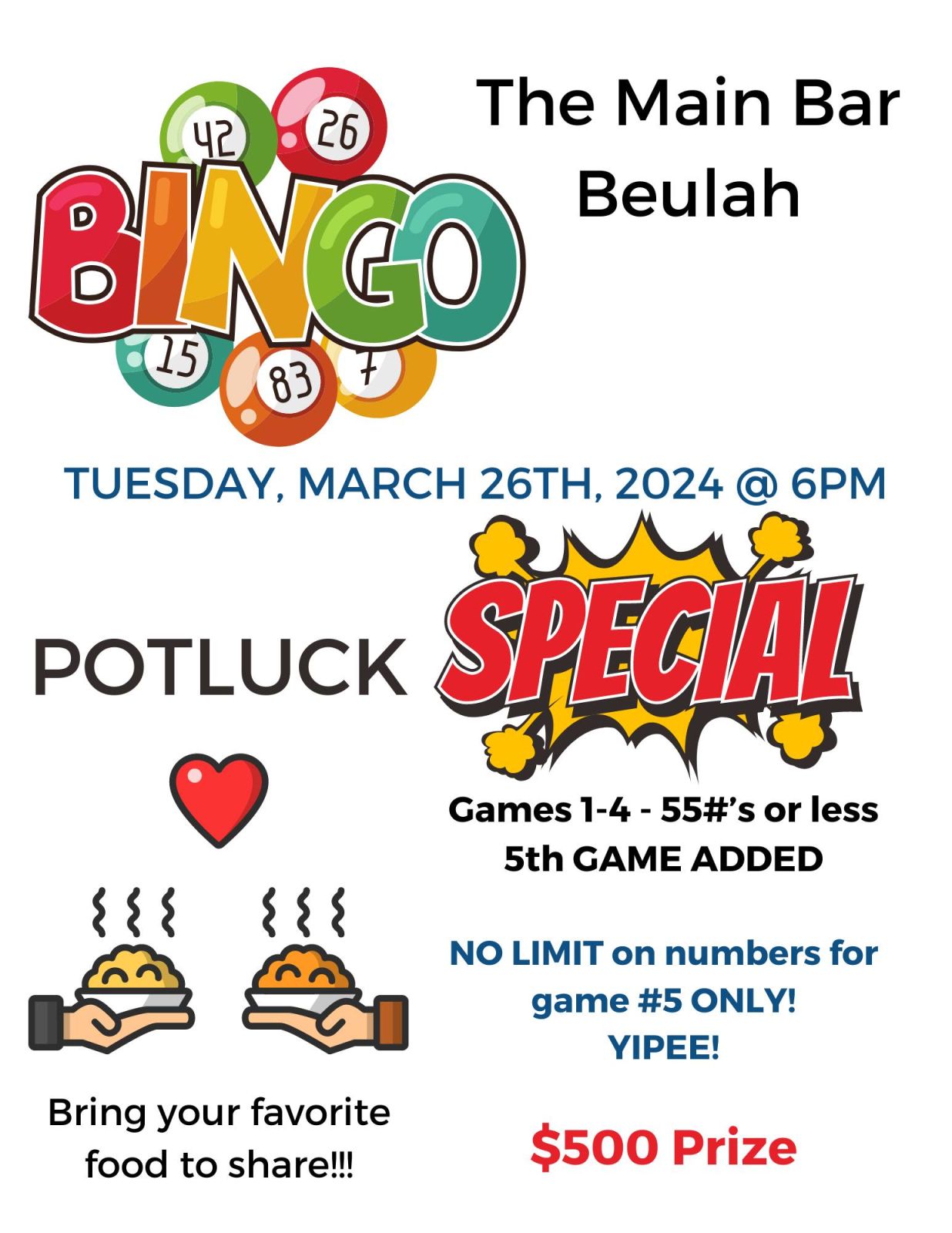Event Promo Photo For Bingo & Potluck Special at the Main Bar