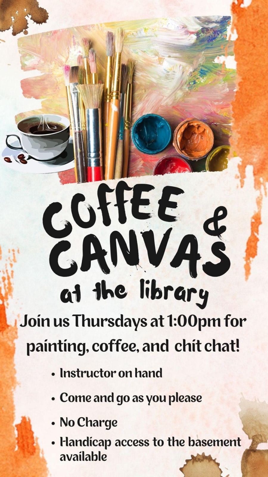 Event Promo Photo For Coffee and Canvas at the Library