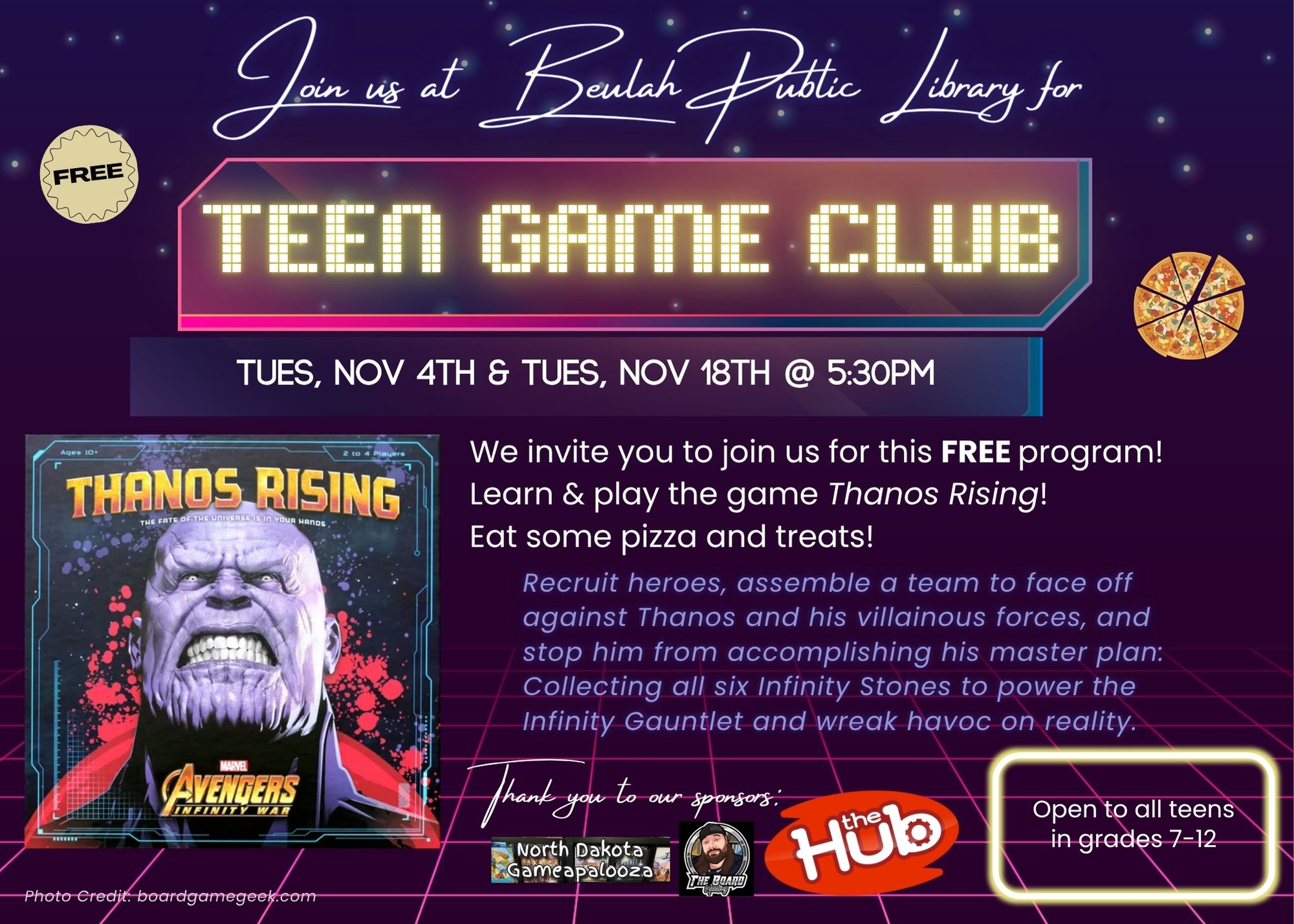 Event Promo Photo For Teen Game Club for grades 7-12
