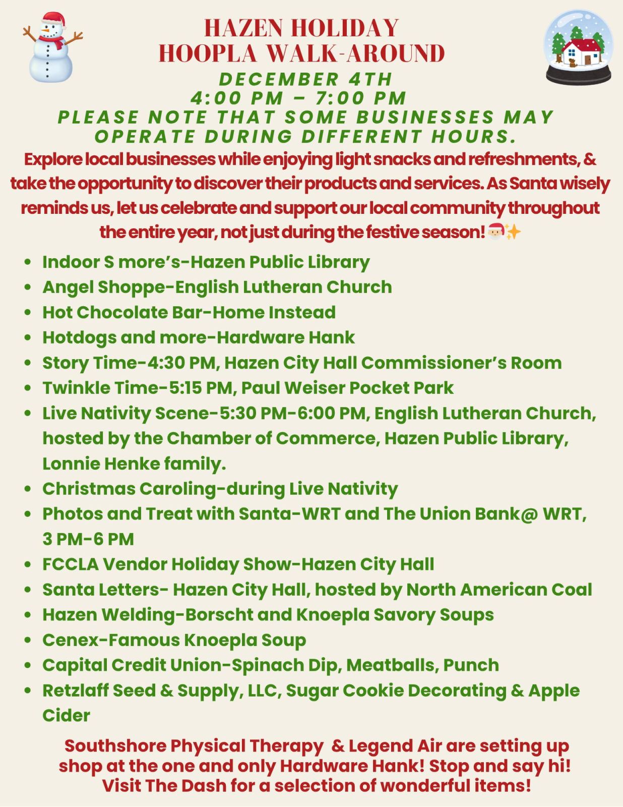 Event Promo Photo For Hazen Holiday Walk-Around