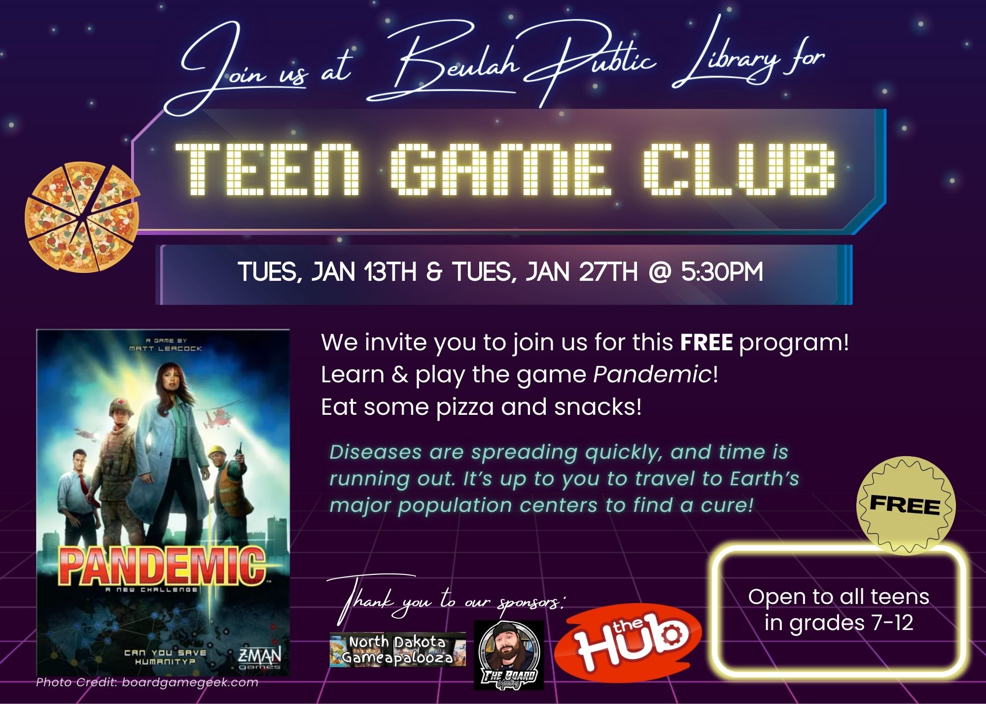 Event Promo Photo For Teen Game Club in Beulah Public Library
