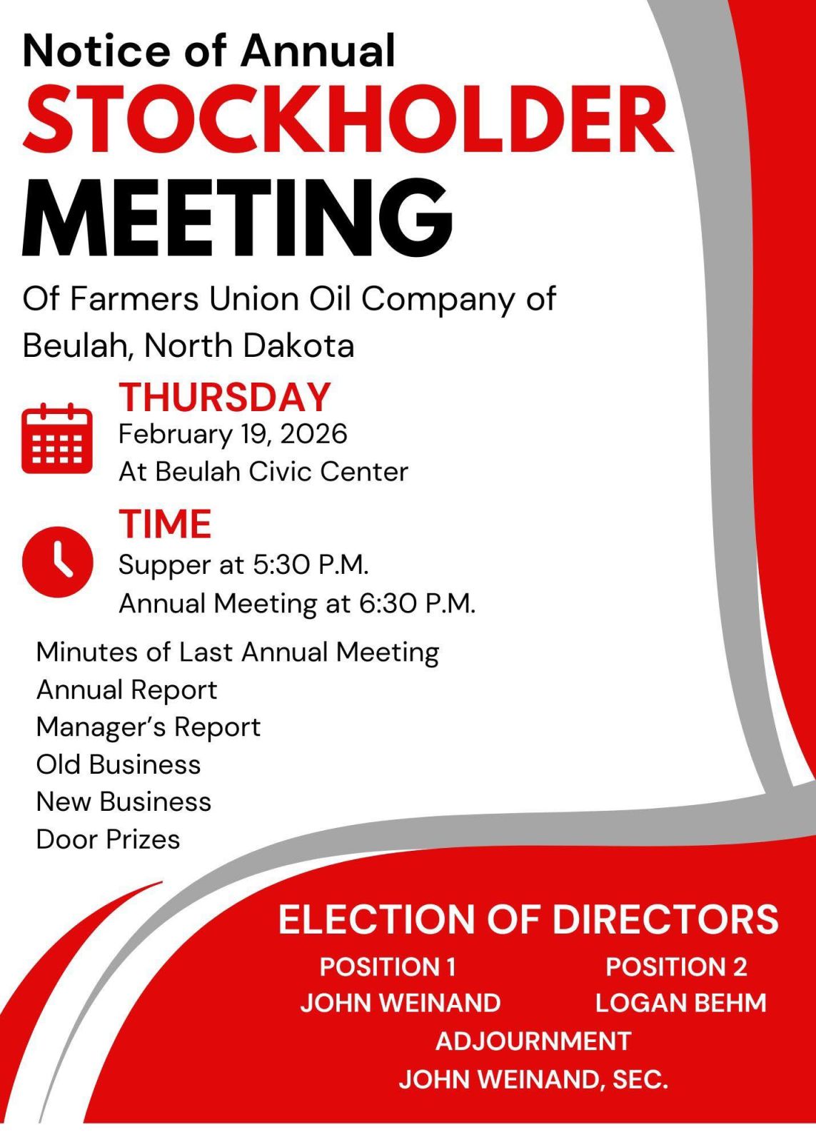 Annual Stockholder Meeting of FUOC of Beulah, ND Photo - Click Here to See