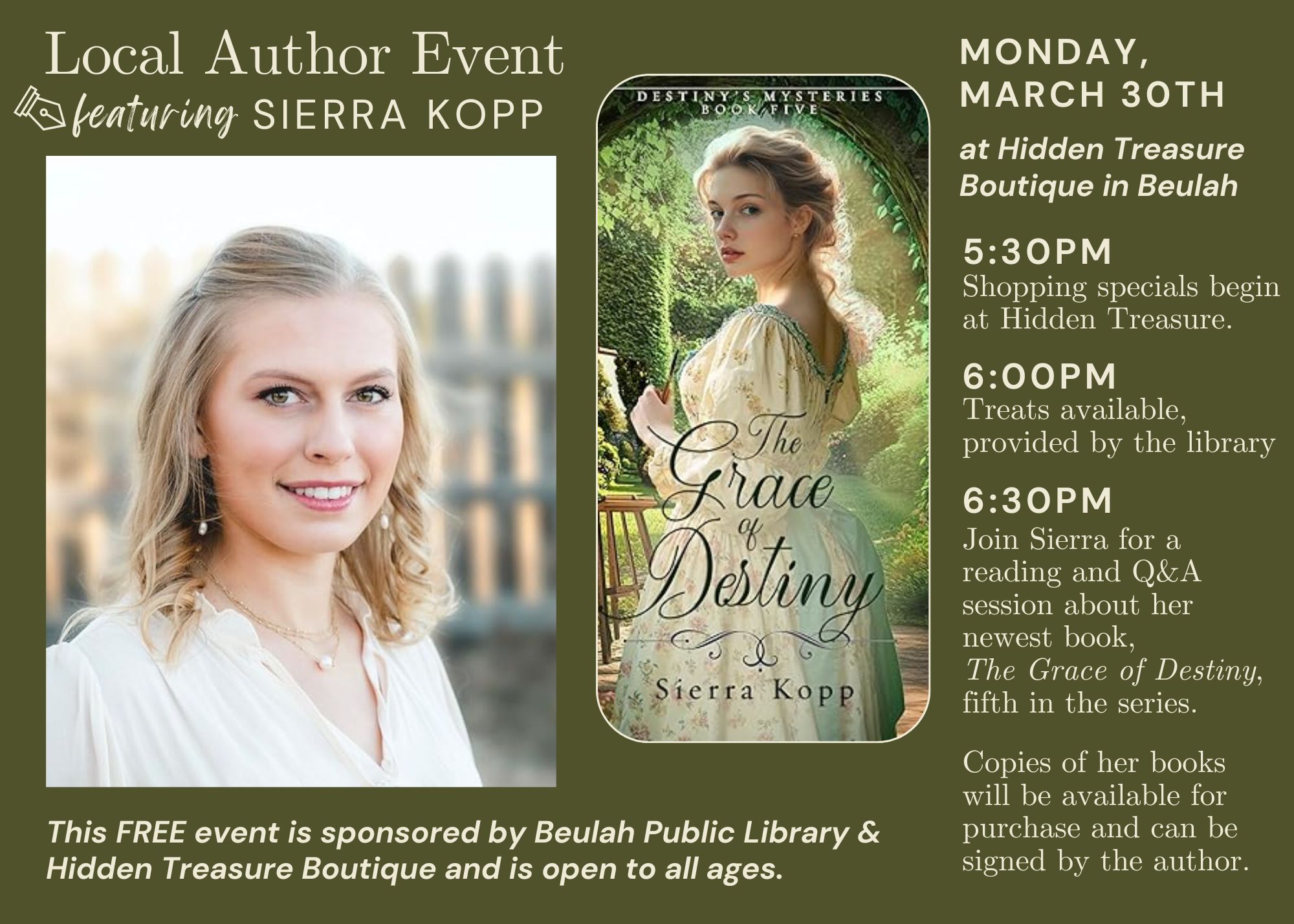 Event Promo Photo For Local Author Event featuring Sierra Kopp