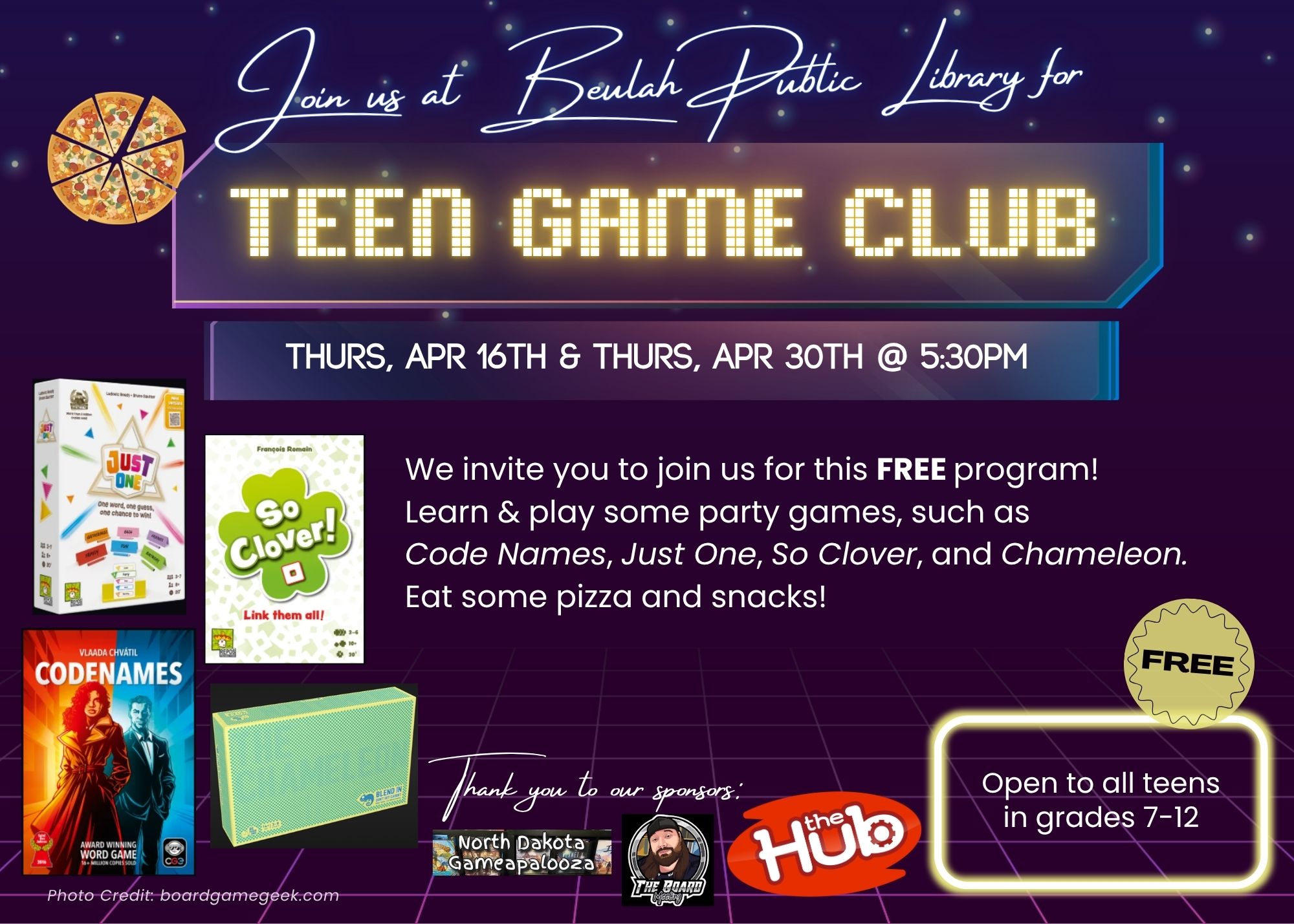 Event Promo Photo For Teen Game Club in Beulah Public Library