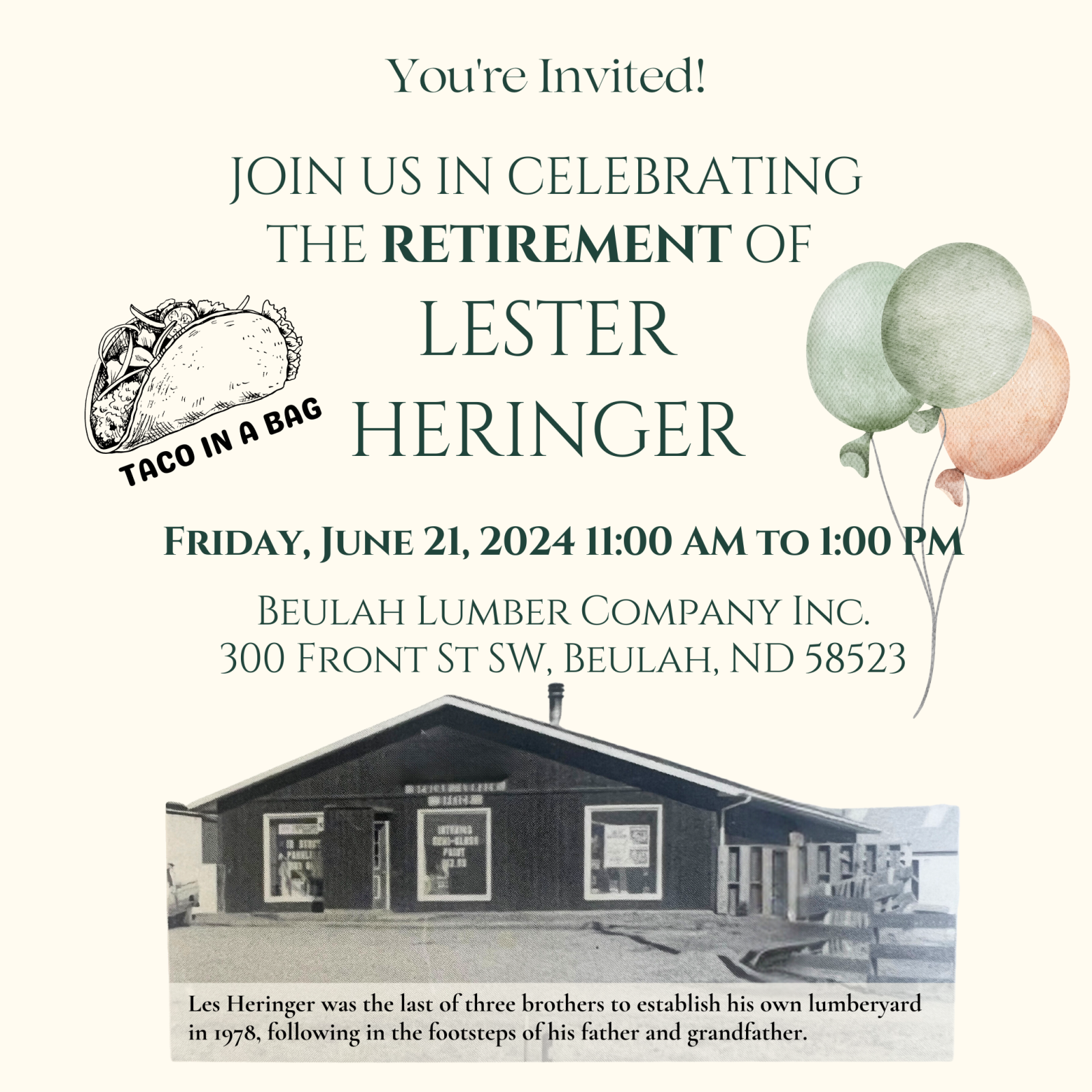 Event Promo Photo For Retirement Party of Lester Heringer