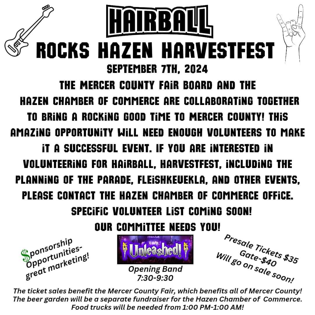Event Promo Photo For Hairball Rocks Hazen Harvestfest