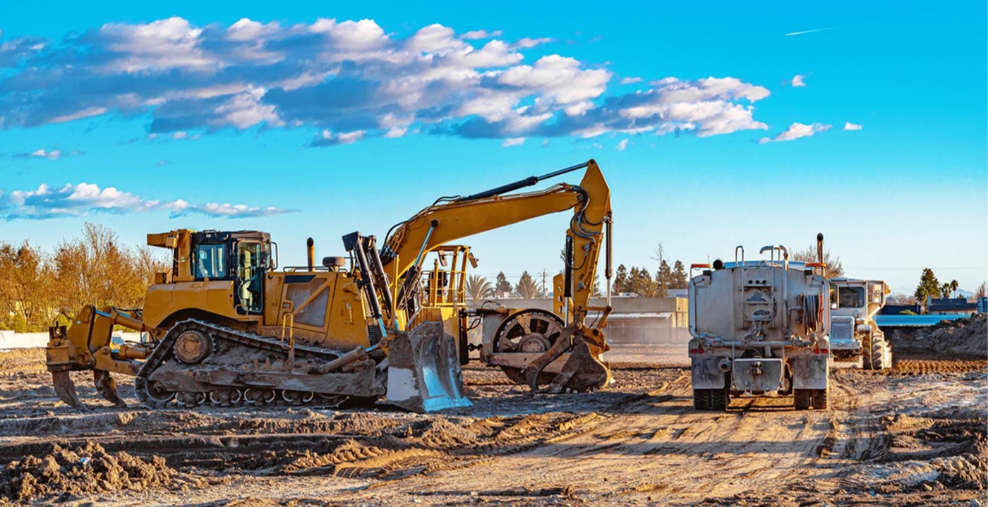 construction site with diggers and loaders