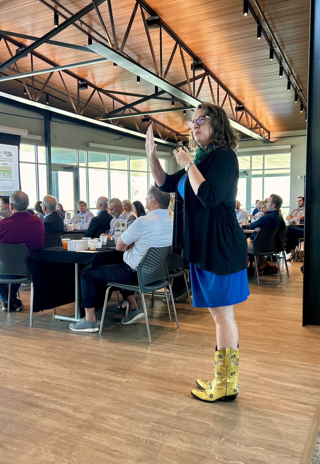 Featured speaker Dena Beck, provides an overview of the state's 6 Regions, One Nebraska initiative, a collaboration of the Governor’s Office, Nebraska Department of Economic Development, and Nebraska Chamber of Commerce & Industry