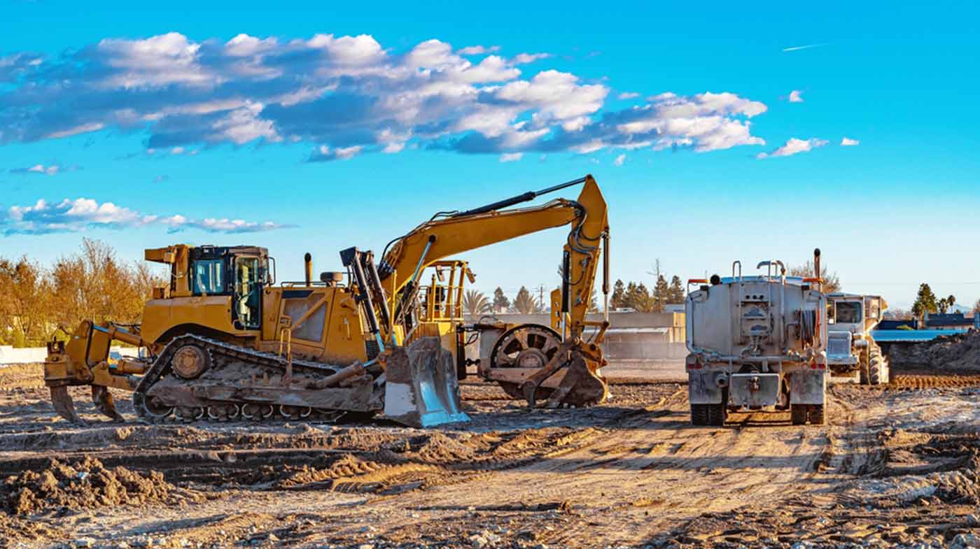 construction site with diggers and loaders