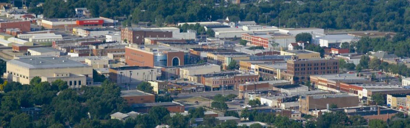 aerial view of downtown emporia