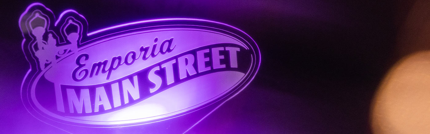 emporia main street sign in purple