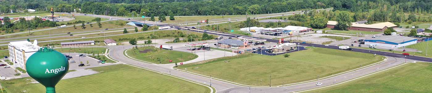 aerial view of Angola water tower and innovation park