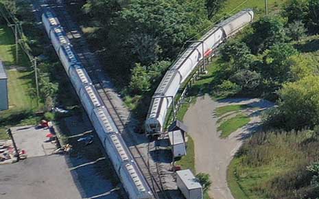 aerial view of raillroad junction