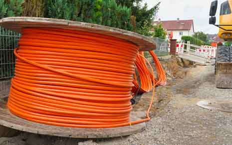spools of cable for underground installation