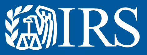Blue and white IRS logo