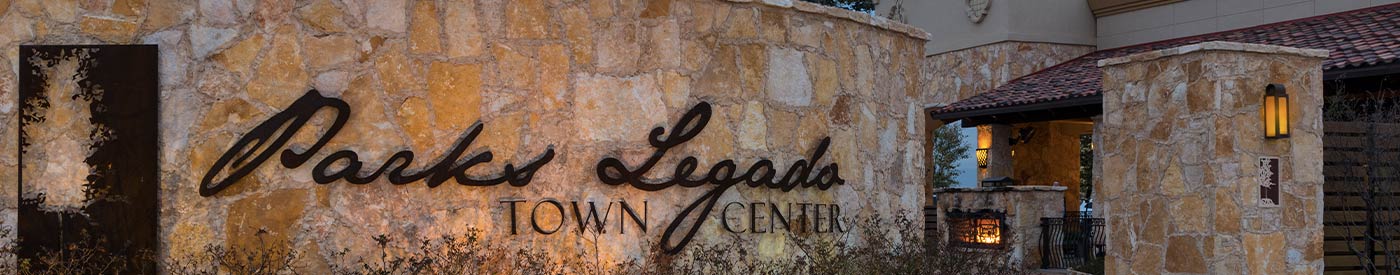 parks legado shopping center stone wall entrance