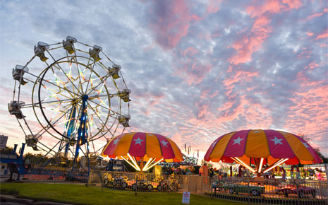 Ferris wheel at dusk at a carnival