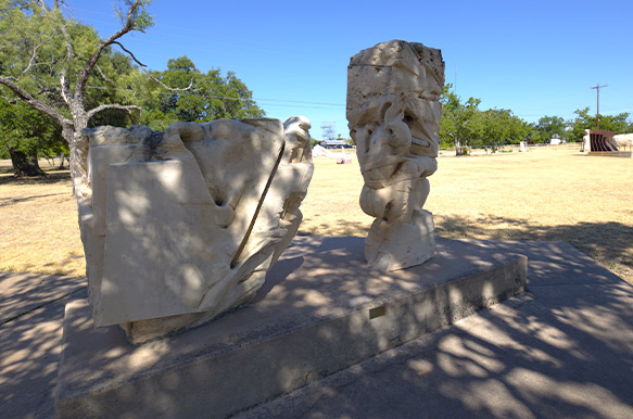 stone sculpture along sculpture park walk