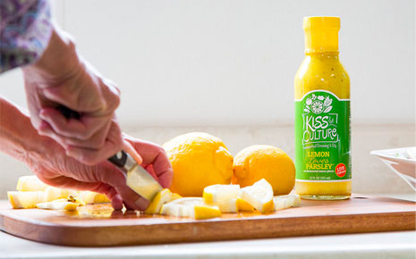 Kiss of Culture product + lemons being cut