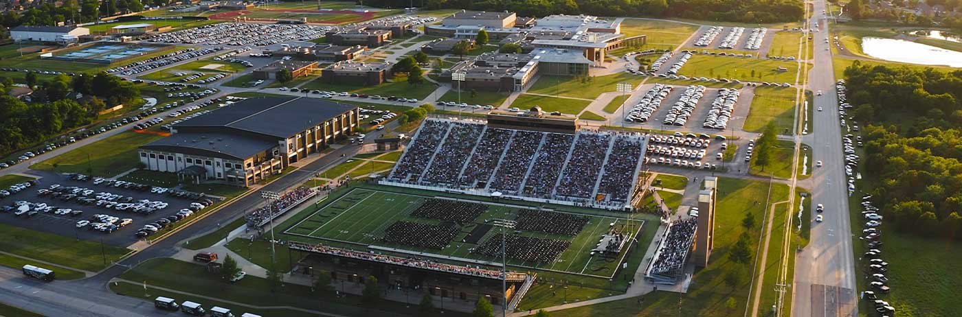 school campus and sports game field