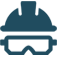 Hardhat with a pair of safety glasses, as an icon