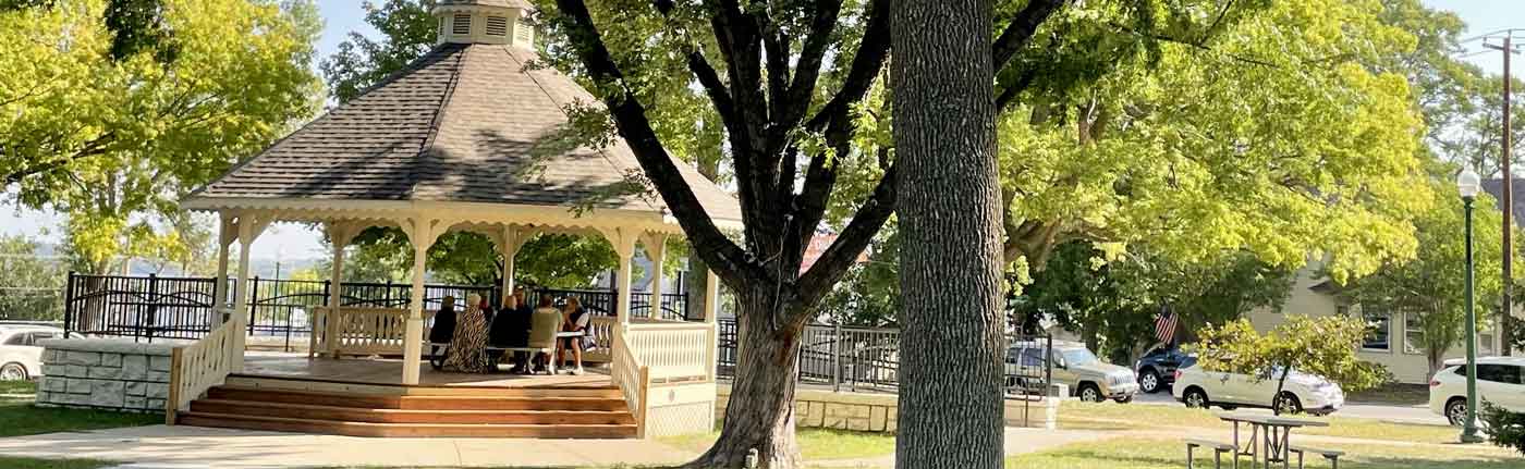 Gazebo in a tree-filled park in Carver County, MN