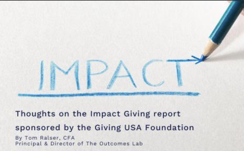 Tom's Takeaway: You’re right. Let’s go further. Thoughts on the Impact Giving report sponsored by  the Giving USA Foundation Photo