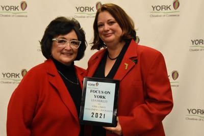 Click the Lisa Hurley, YCDC director, is the recipient of the Focus on York Award Slide Photo to Open