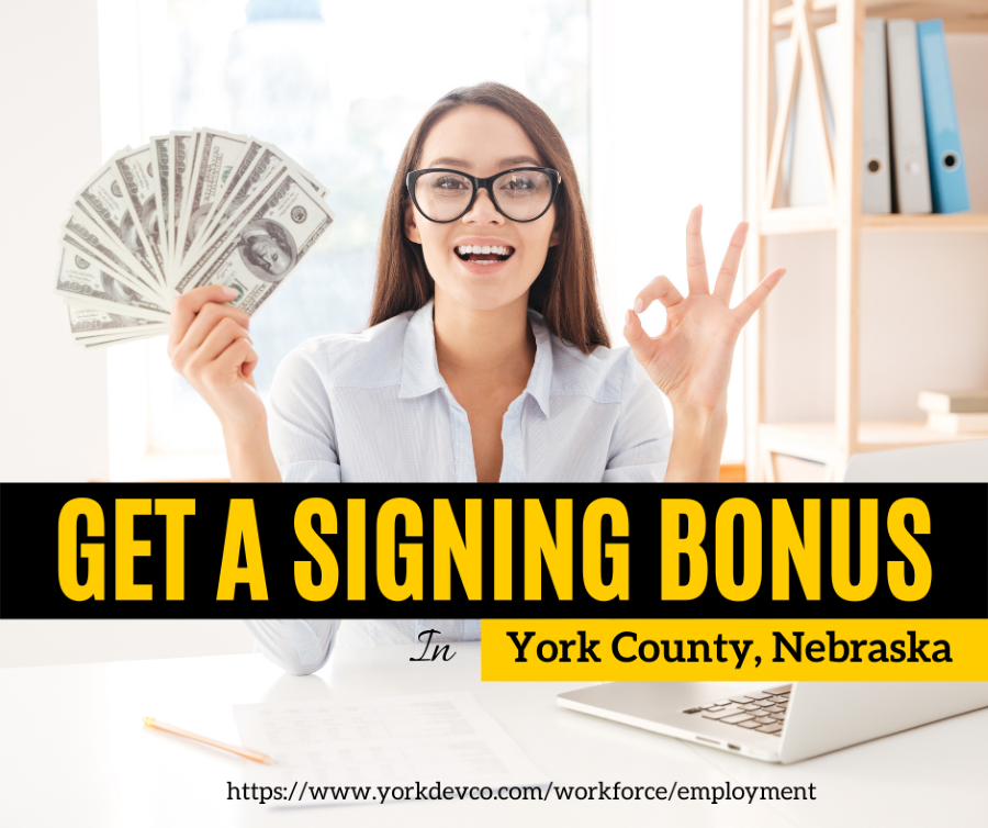 Click the How to Earn a Signing Bonuses & Benefits in York County, Nebraska Slide Photo to Open