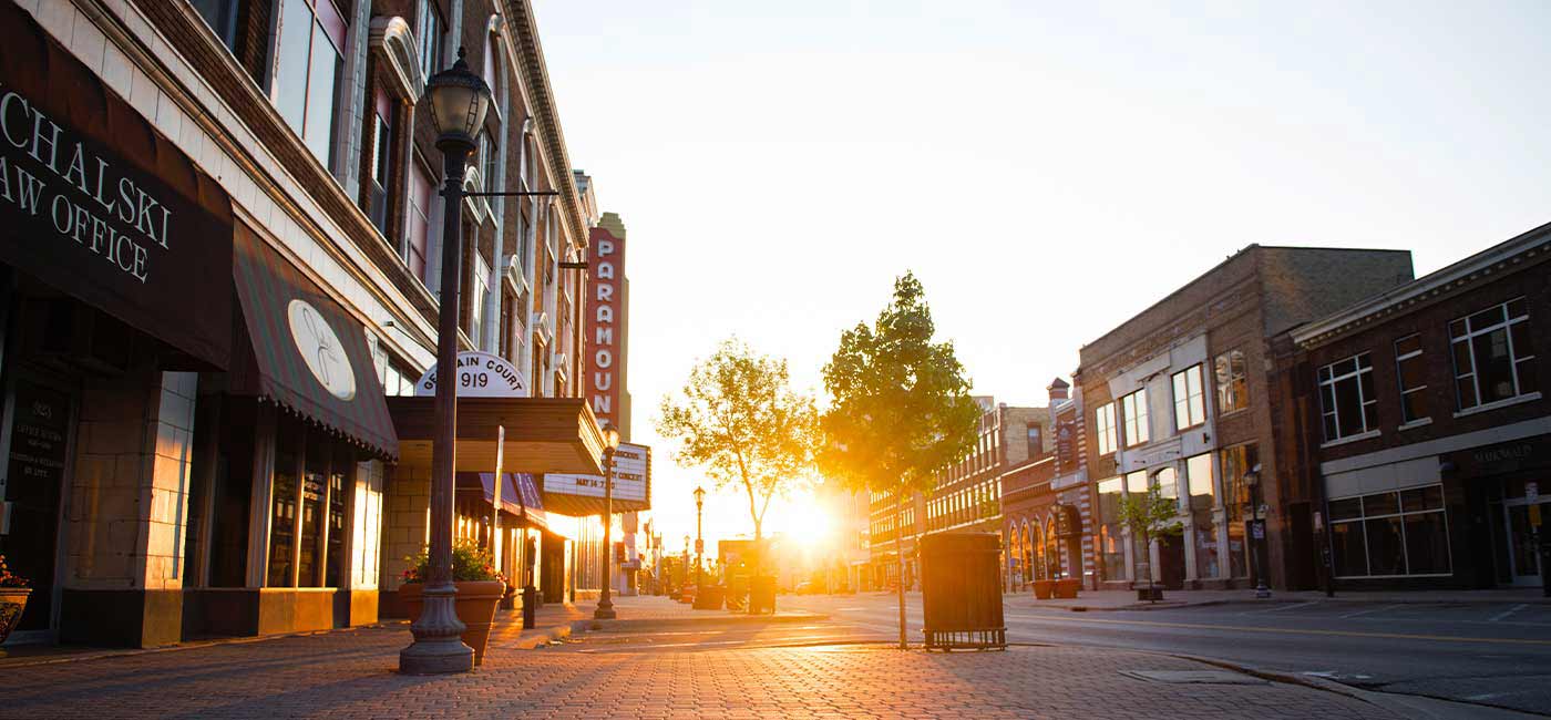 aerial view of downtown St Cloud