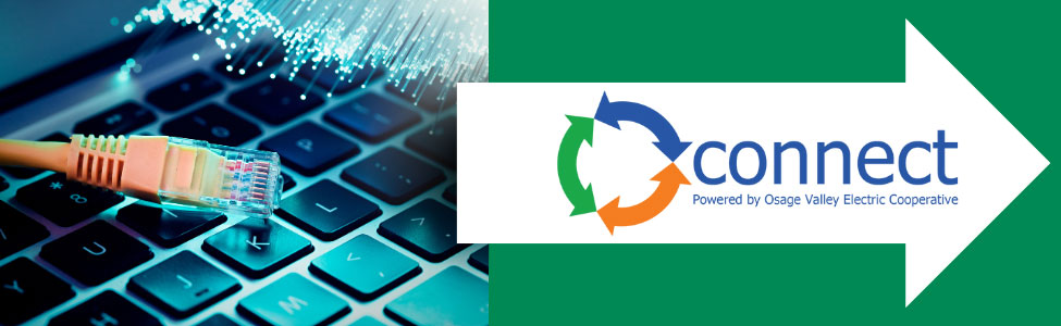 Connect logo and fiber optic graphic