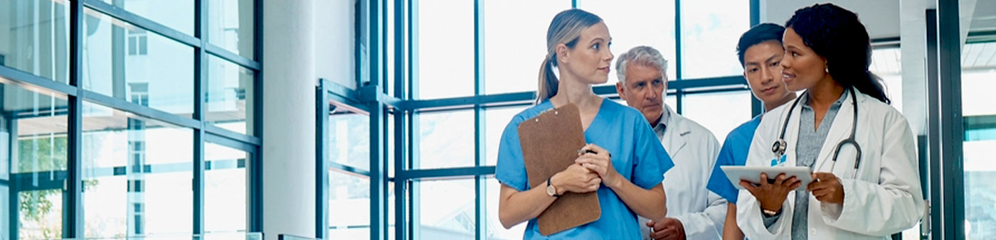medical team having a conversation while walking