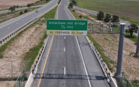 Anzalduas International Bridge sign