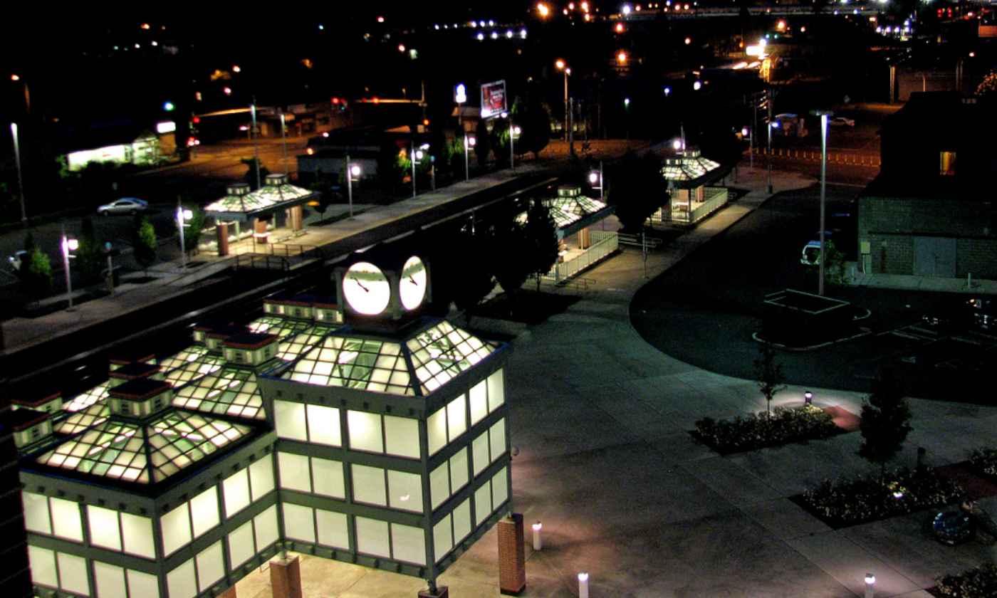 aerial view of Auburn train station at night
