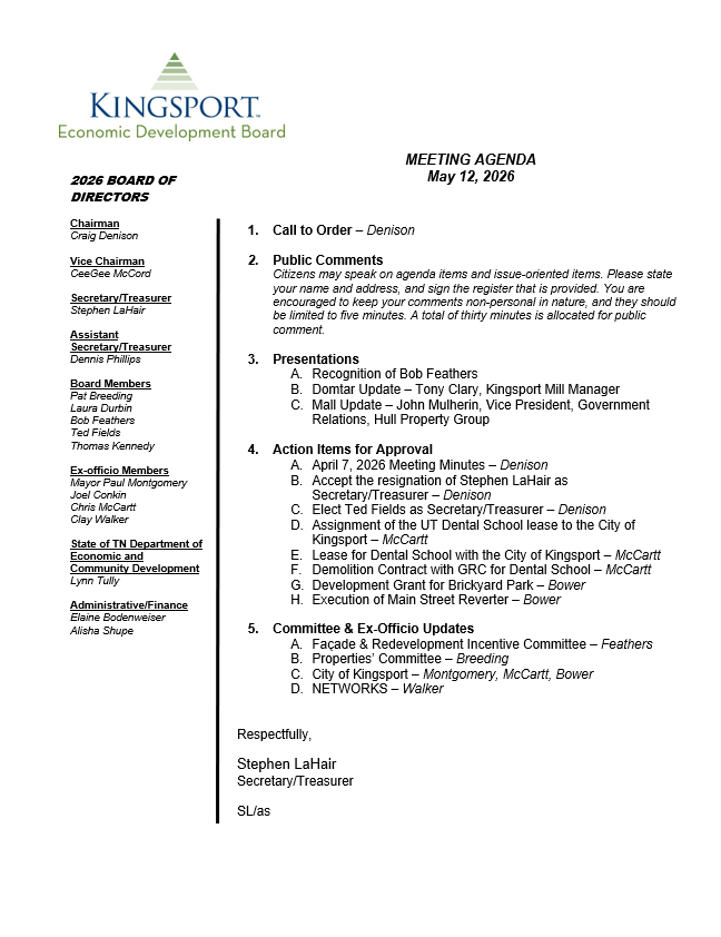 KEDB Agenda May 12th