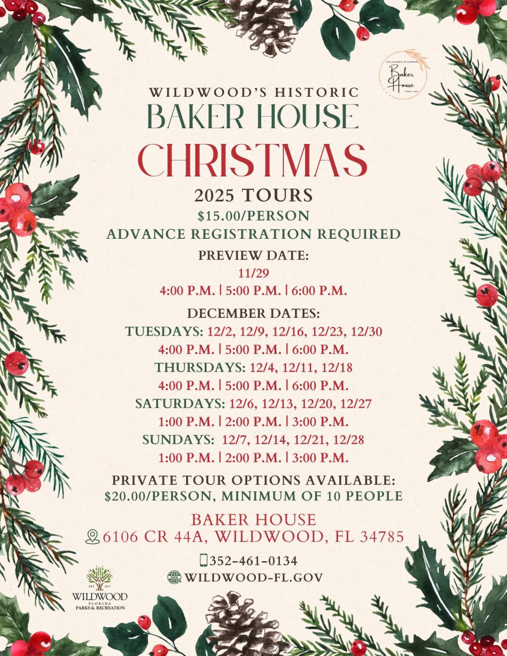 Event Promo Photo For Baker House Christmas Tours
