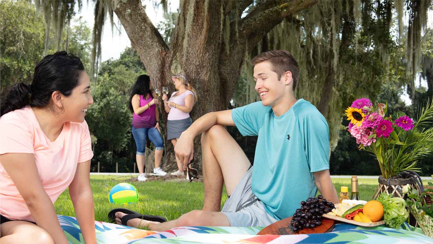 People picnicking in a park in Sumter County, FL