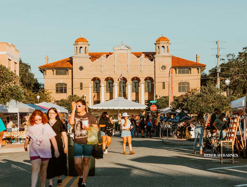 street fair with people walking in Sumter County, FL