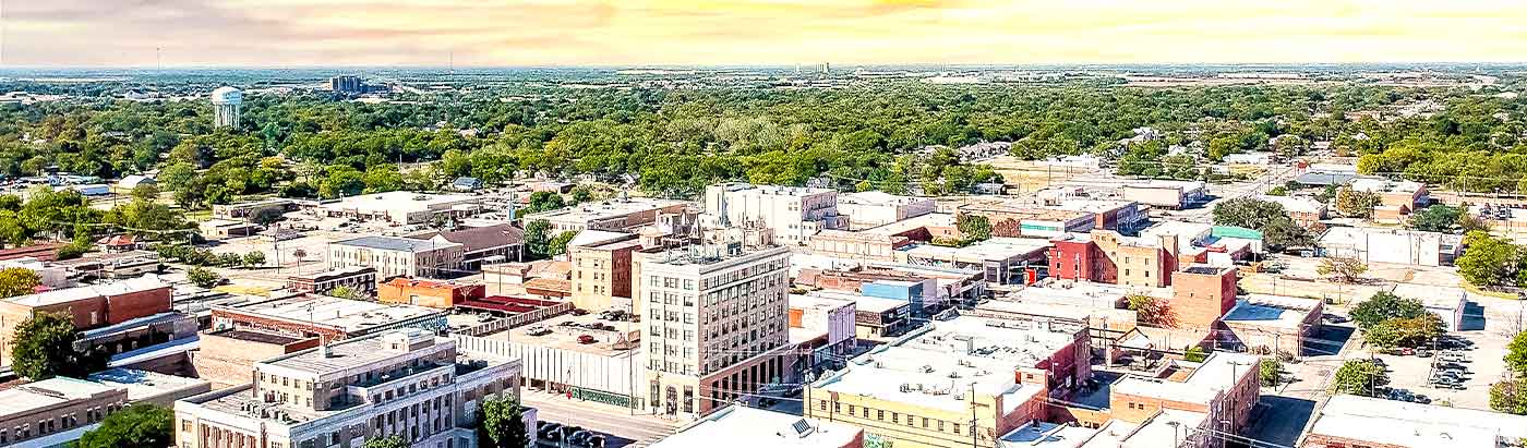 Aerial view of downtown Greenville, TX
