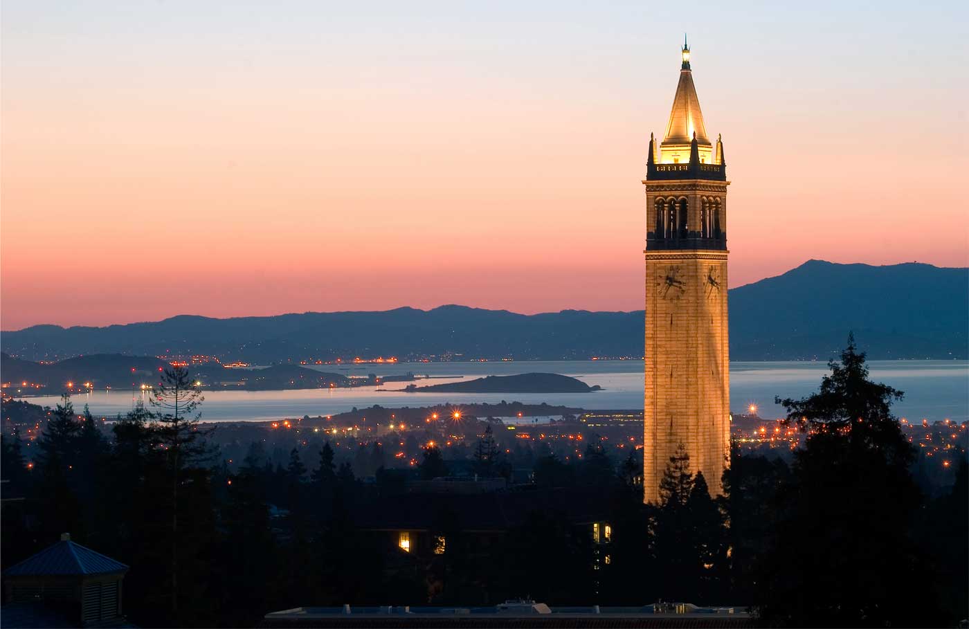Stanford University in California at sunset