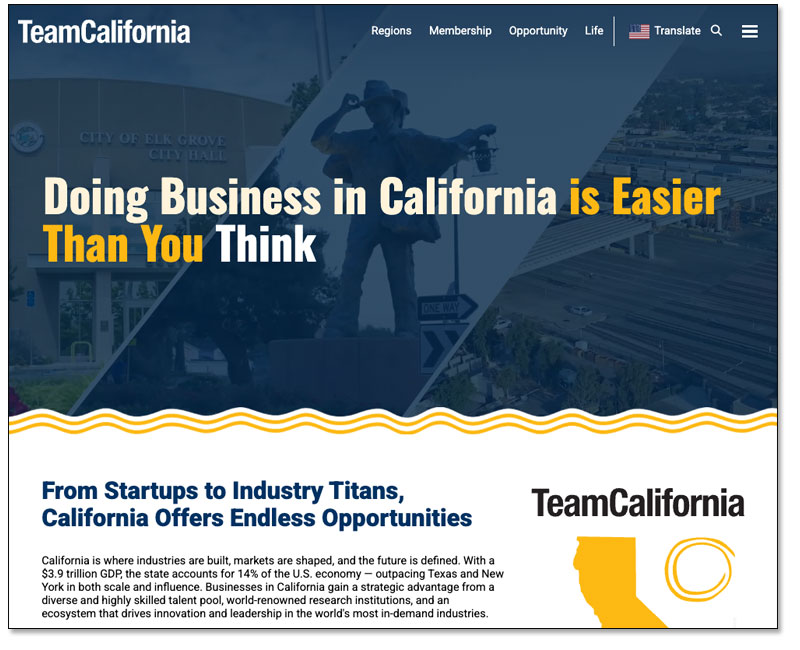 TeamCalifornia Launches Newly Designed Website to Spread the Message that “Doing Business in California is Easier Than You Think” Main Photo